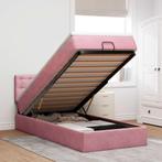 vidaXL Bed poef met matras en LEDs 80x200 cm fluweel roze, Eenpersoons, Verzenden, Nieuw, 80 cm