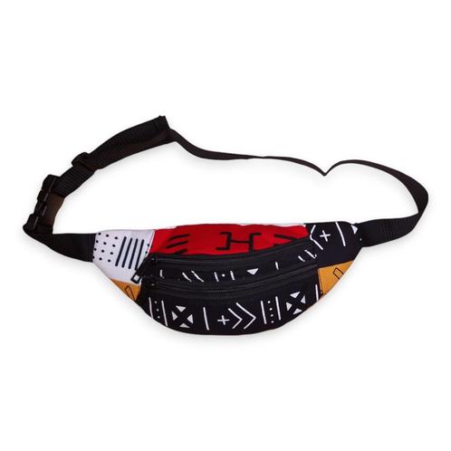 Afrikaanse print heuptasje / Fanny pack - Rode Bogolan Symbo, Sieraden, Tassen en Uiterlijk, Tassen | Damestassen, Nieuw, Ophalen of Verzenden