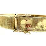 Gouden bangle met gravure 14 krt, Sieraden, Tassen en Uiterlijk, Armbanden, Ophalen of Verzenden, Nieuw