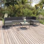 vidaXL 8-delige Loungeset met kussens poly rattan grijs, Verzenden, Nieuw, Rotan, Loungeset