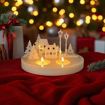 Kerstdorp met waxinelichthouder beschikbaar voor biedingen
