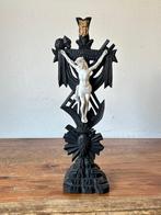 Art Deco Crucifix - Hout, Porselein - 1920-1930 - Staande