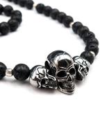 Lava steen - Ketting - 3 Gesculpte schedels - Memento Mori -, Antiek en Kunst