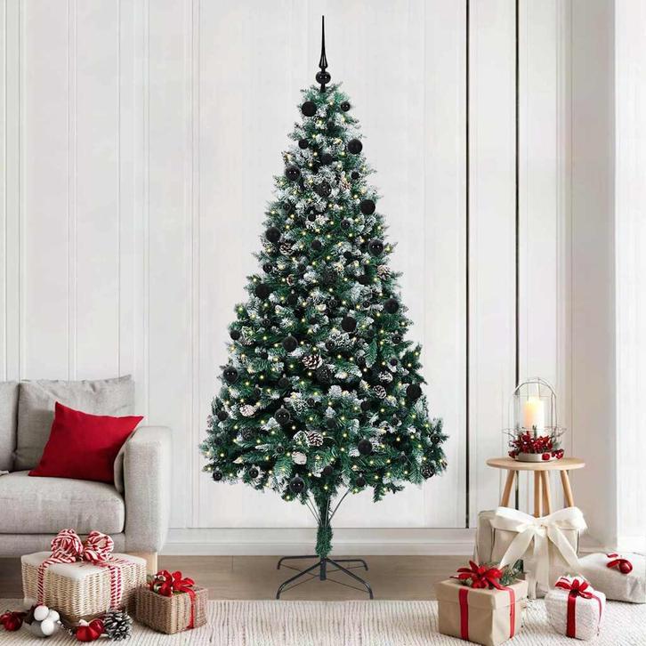vidaXL Kunstkerstboom Groen 210 cm PVC en Staal en Kunststof, Diversen, Kerst, Nieuw, Verzenden