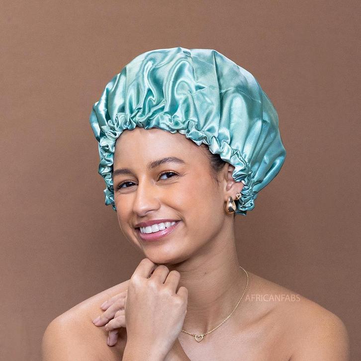 Mintgroen Satijnen Slaapmuts / Haar bonnet van Satijn / Sati, Sieraden, Tassen en Uiterlijk, Uiterlijk | Haarverzorging, Nieuw
