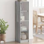 vidaXL buffetkast met glazen deuren 35x37x142 cm grijs, Huis en Inrichting, Kasten | Buffetkasten, Minder dan 50 cm, Verzenden