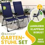 Tuinstoelen verstelbaar - Ligstoel - Set van 2 - Blauw - KES, Verzenden, Nieuw