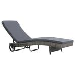 vidaXL Ligbed met wielen en kussen poly rattan antraciet, Verzenden, Nieuw