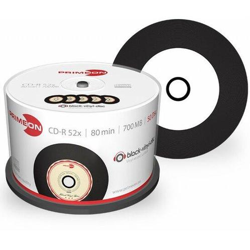 Primeon CD-R 700 MB Inkjet Printable Black Vinyl 50 stuks, Computers en Software, Beschrijfbare discs, Verzenden