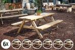 Rockwood® 6x  Picknicktafel Massief Grenen Luxe Superieur, Ophalen of Verzenden, Nieuw, Rechthoekig, Hout