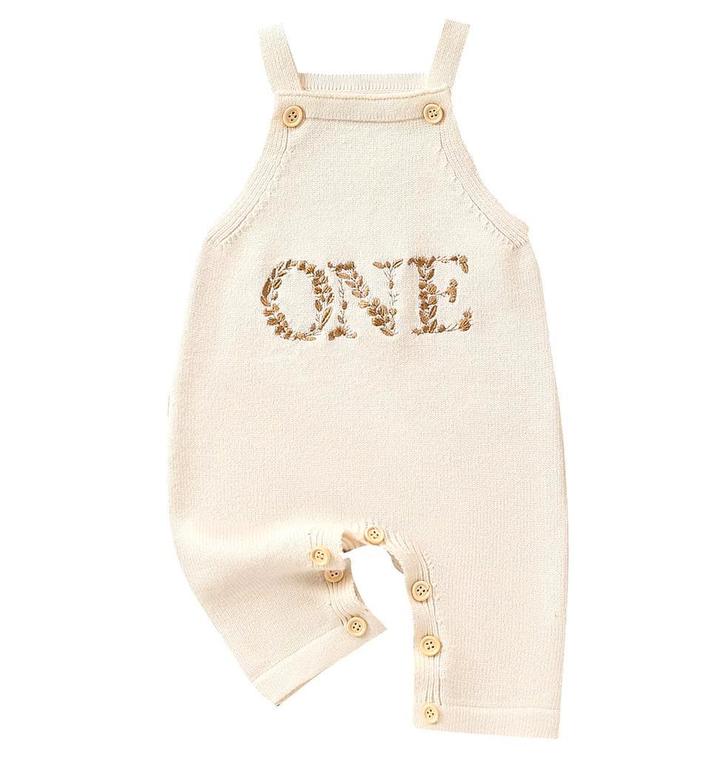Gebreide jumpsuit met One er op geborduurd, Kinderen en Baby's, Babykleding | Maat 80, Pakje, Jongetje of Meisje, Nieuw, Verzenden