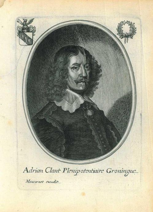 Portrait of Adriaan Clant tot Stedum, Antiek en Kunst, Kunst | Etsen en Gravures