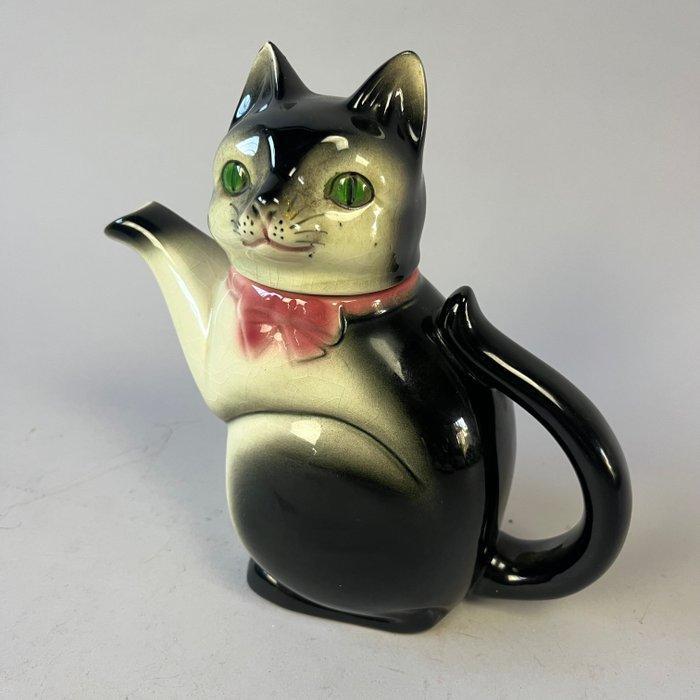 Theepot - Theepot -Kat met roze strik - Cortendorf, Keramiek, Antiek en Kunst, Kunst | Designobjecten