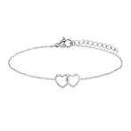 Armband - Twee Verbonden Hartjes - Zilver - 18,5CM -, Sieraden, Tassen en Uiterlijk, Kettingen, Verzenden, Nieuw, Zilver