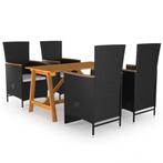 vidaXL 5-delige Tuinset zwart, Tuin en Terras, 4 zitplaatsen, Nieuw, Tuinset, Verzenden