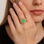 Ring - 14 karaat Geel goud - 5.37ct. tw. Smaragd - Diamant -, Sieraden, Tassen en Uiterlijk, Ringen, Nieuw