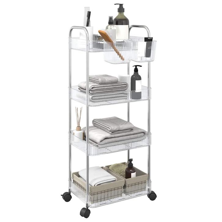 vidaXL Opbergtrolley 4-laags 37x28x95 cm acryl transparant, Doe-het-zelf en Verbouw, Gereedschap | Overige machines, Nieuw, Verzenden
