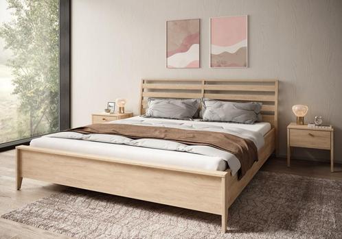 Tweepersoonsbed - Eiken - Met gasliftsysteem - 180x200 cm, Huis en Inrichting, Slaapkamer | Bedden, Nieuw, Tweepersoons, Verzenden