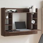 vidaXL Wandbureau 105x48x75 cm bewerkt hout bruin, Huis en Inrichting, Verzenden, Nieuw