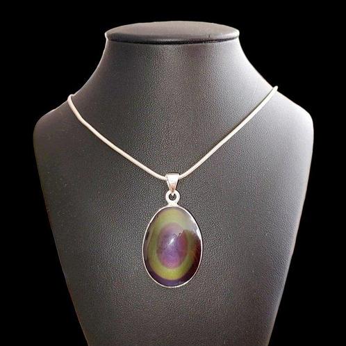 Hangertje van obsidiaan met een hemels oog in uitzonderlijke, Verzamelen, Mineralen en Fossielen