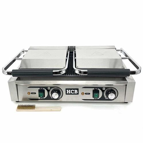 HCB Paninigrill - geribbeld - dubbel - 2 x 230V - RVS, Zakelijke goederen, Horeca | Keukenapparatuur, Nieuw in verpakking, Overige typen