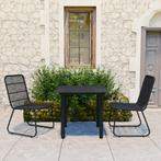 vidaXL 3-delige Tuinset poly rattan en glas, 2 zitplaatsen, Nieuw, Tuinset, Verzenden