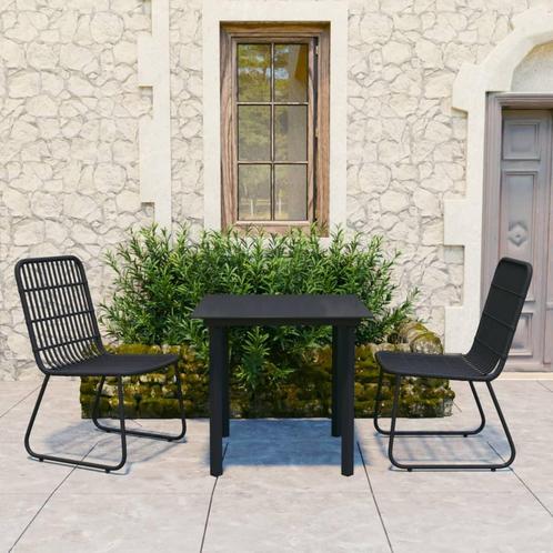 vidaXL 3-delige Tuinset poly rattan en glas, Tuin en Terras, Tuinsets en Loungesets, Tuinset, Nieuw, 2 zitplaatsen, Rotan, Verzenden