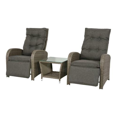 Duo wicker loungeset model melia tafel met 2 stoelen, Tuin en Terras, Tuinsets en Loungesets, Bijzettafel, Stoel, 2 zitplaatsen