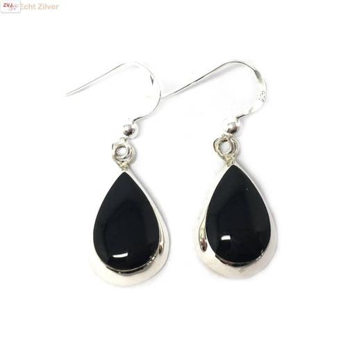 Zilveren druppel oorbellen hangers onyx zwart, Sieraden, Tassen en Uiterlijk, Oorbellen, Nieuw, Verzenden