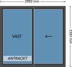 Voorraad 2-delige schuifpui, aluminium, antraciet, met glas, Doe-het-zelf en Verbouw, Kozijnen en Schuifpuien, 225 cm of meer