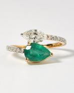 Statement ring - 14 karaat Geel goud - 1.91ct. tw. Smaragd -