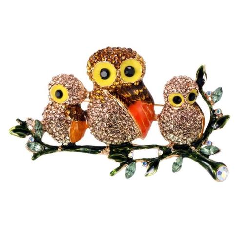 Fako Bijoux® - Broche - Drie Uiltjes Op Een Tak - 73x43mm -, Sieraden, Tassen en Uiterlijk, Broches, Verzenden