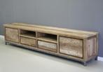 Industrieel TV meubel teakhout op metalen frame; Indoteak