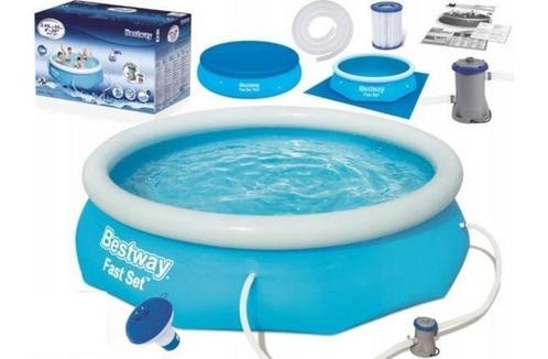 Bestway Fast Set 244 x 66 cm opblaaszwembad - met pomp en..., Tuin en Terras, Zwembaden, Nieuw, Ophalen of Verzenden