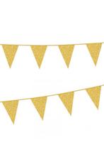 Vlaggetjes Goud Glitters Vlaggenlijn 6 Meter Gouden Vlaggen, Nieuw, Carnaval, Ophalen of Verzenden, Feestartikel