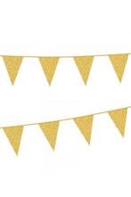 Vlaggetjes Goud Glitters Vlaggenlijn 6 Meter Gouden Vlaggen, Ophalen of Verzenden, Nieuw, Feestartikel, Carnaval