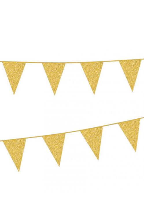 Vlaggetjes Goud Glitters Vlaggenlijn 6 Meter Gouden Vlaggen, Hobby en Vrije tijd, Feestartikelen, Carnaval, Feestartikel, Nieuw