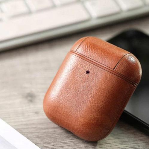 Leren Luxe Hoesje voor AirPods 1 / 2 - Leather Skin AirPod, Telecommunicatie, Mobiele telefoons | Hoesjes en Frontjes | Overige merken