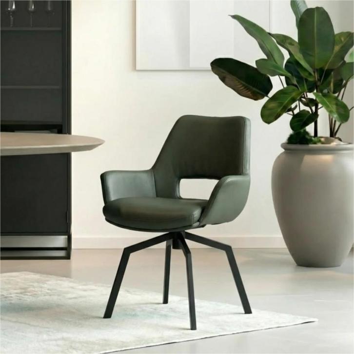 Leren draaibare eetkamerstoel Zippy - Toledo Verde, Huis en Inrichting, Stoelen, Overige kleuren, Nieuw, Leer, Ophalen of Verzenden