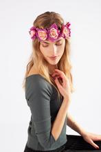 Rozenkrans Rozen Paars Lichtroze Bloemenkrans Haar Roosjes B, Ophalen of Verzenden, Nieuw, Carnaval, Accessoires