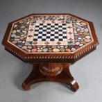 schaaktafel  centertable ca 1840 met pietra dura blad op Pa, Ophalen of Verzenden