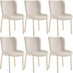 Gestoffeerde stoel Tessa - Fluweel beige/goud, Set van 6, Huis en Inrichting, Stoelen, Verzenden, Nieuw