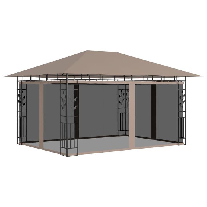 vidaXL Prieel met klamboe 180 g/m² 4x3x2,73 m taupe, Tuin en Terras, Partytenten, Nieuw, Verzenden