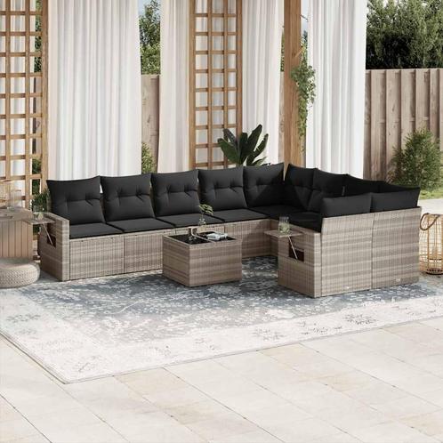 vidaXL 10-delige Loungeset met kussens poly rattan, Tuin en Terras, Tuinsets en Loungesets, Loungeset, Nieuw, Rotan, Verzenden