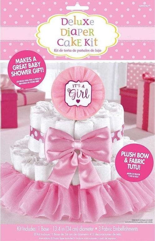 Amscan Luiertaart Meisjes Vierdelige Decoratie Kit 34 Cm, Hobby en Vrije tijd, Feestartikelen, Ophalen of Verzenden