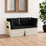 vidaXL Tuinbank 2-zits met kussens pallet vurenhout, Tuin en Terras, Verzenden, Nieuw, Hout