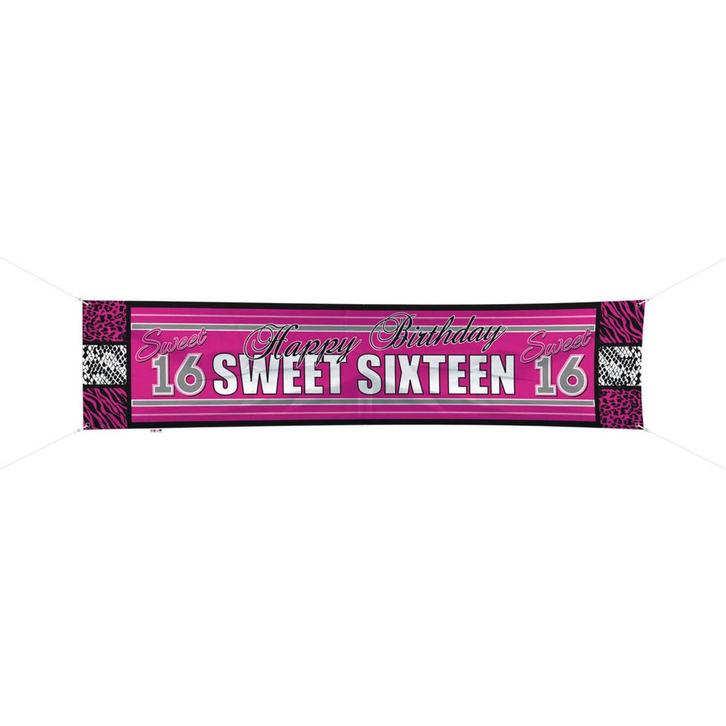 Sweet 16 Spandoek 1,8m, Hobby en Vrije tijd, Feestartikelen, Nieuw, Verzenden
