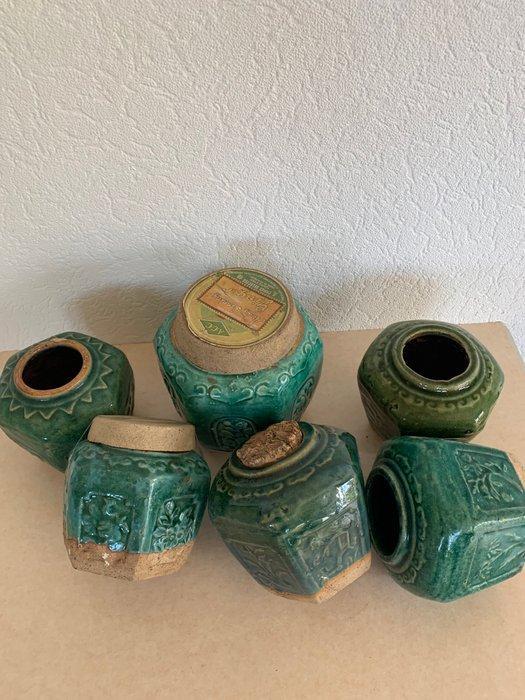 Gemberpot (6) - Aardewerk - Groene gemberpotten, Antiek en Kunst, Antiek | Overige Antiek