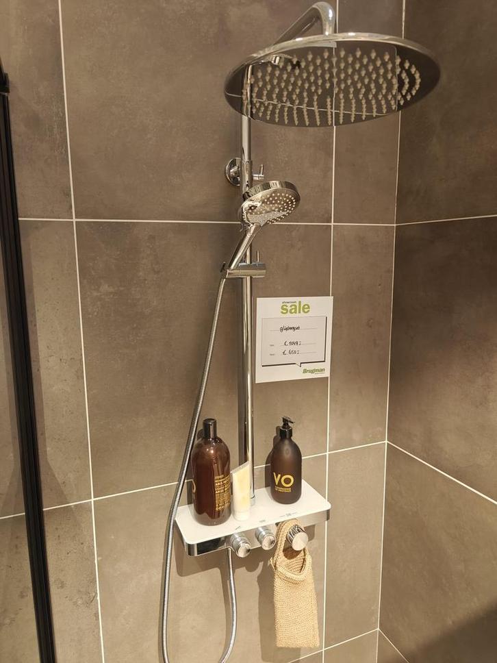 Regendouche met planchet en selectknoppen, Doe-het-zelf en Verbouw, Sanitair, Douche, Nieuw, Chroom, Ophalen