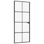 Binnendeur 83x201,5 cm gehard glas en aluminium smal zwart, Doe-het-zelf en Verbouw, Nieuw, Verzenden